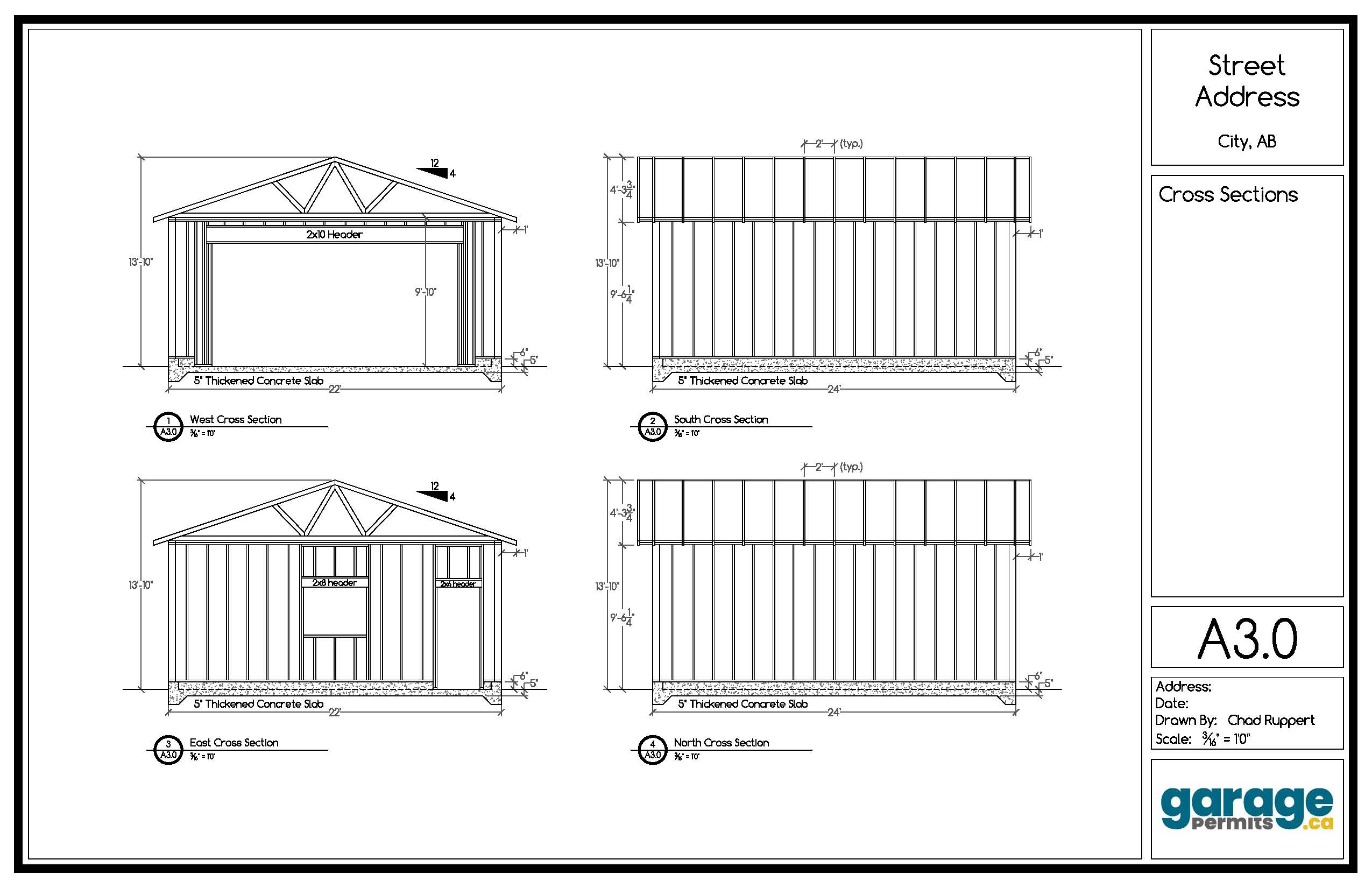 Detached garage permit cross section sample drawing